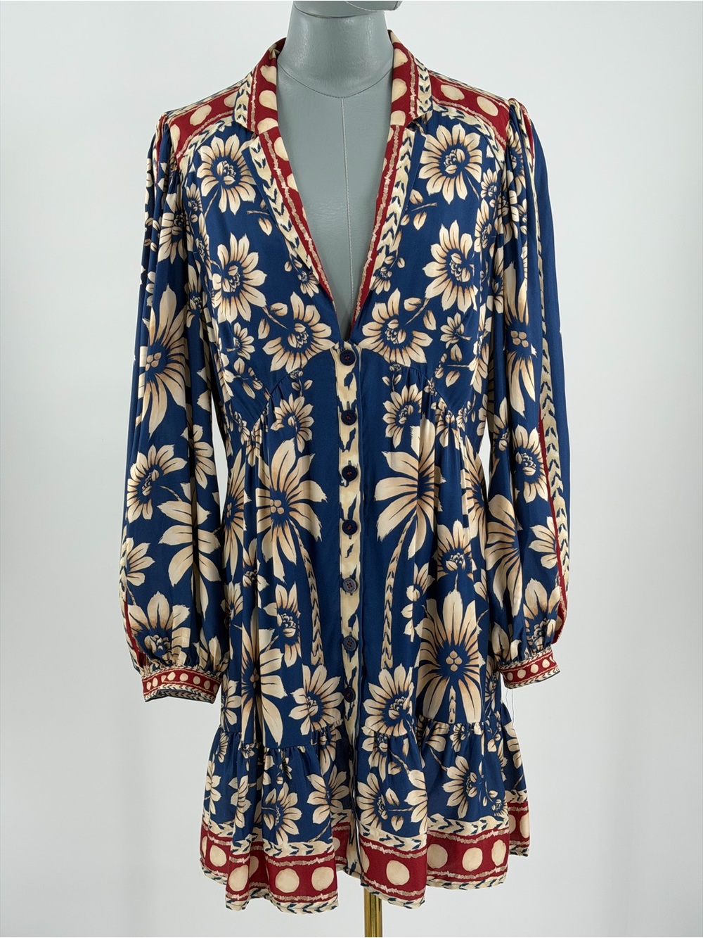 🆕 FARM Rio 🧿 NWOT Luna Floral Printed Mini Dress, Blue - Sz Large - Picture 12 of 16